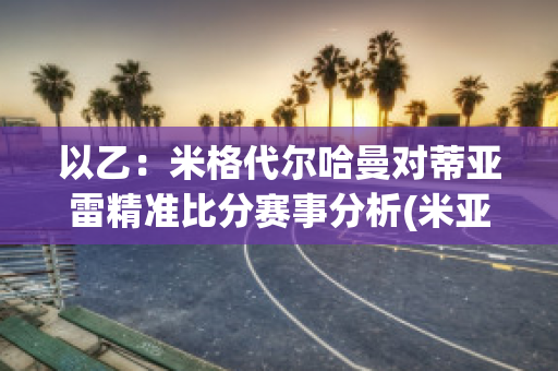 以乙：米格代尔哈曼对蒂亚雷精准比分赛事分析(米亚尔比对代格福什比赛结果)