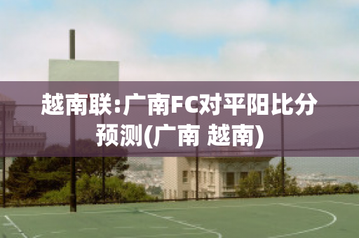 越南联:广南FC对平阳比分预测(广南 越南)