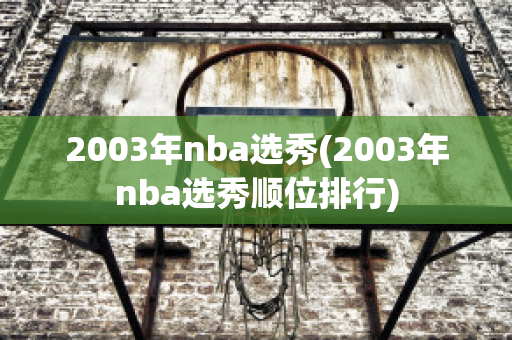 2003年nba选秀(2003年nba选秀顺位排行)