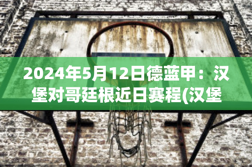 2024年5月12日德蓝甲：汉堡对哥廷根近日赛程(汉堡对德累斯顿比赛结果)