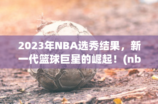 2023年NBA选秀结果，新一代篮球巨星的崛起！(nba二零一三年选秀)