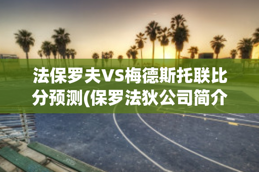 法保罗夫VS梅德斯托联比分预测(保罗法狄公司简介)